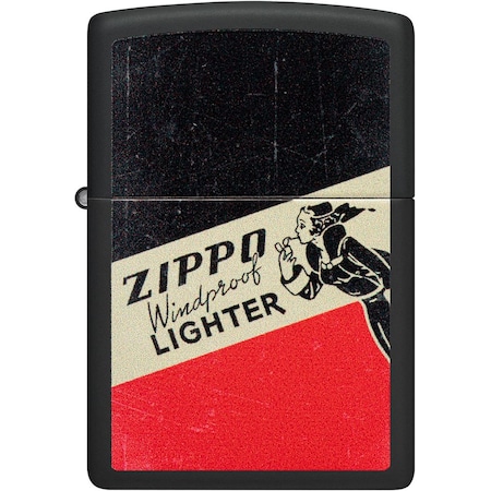 Zippo 2022N Zippo Price Fighter 218- Windy Design Black Matte ZIP-48499